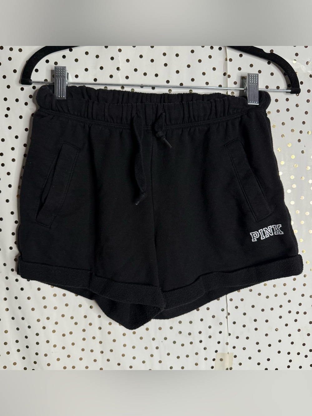 PINK Victoria's Secret Black Fleece Athletic Shorts with Logo